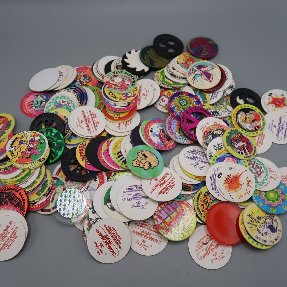 1990s Pog Slammers Mixed Lot Of 200 Slammers Plastic Metal 90s Style
